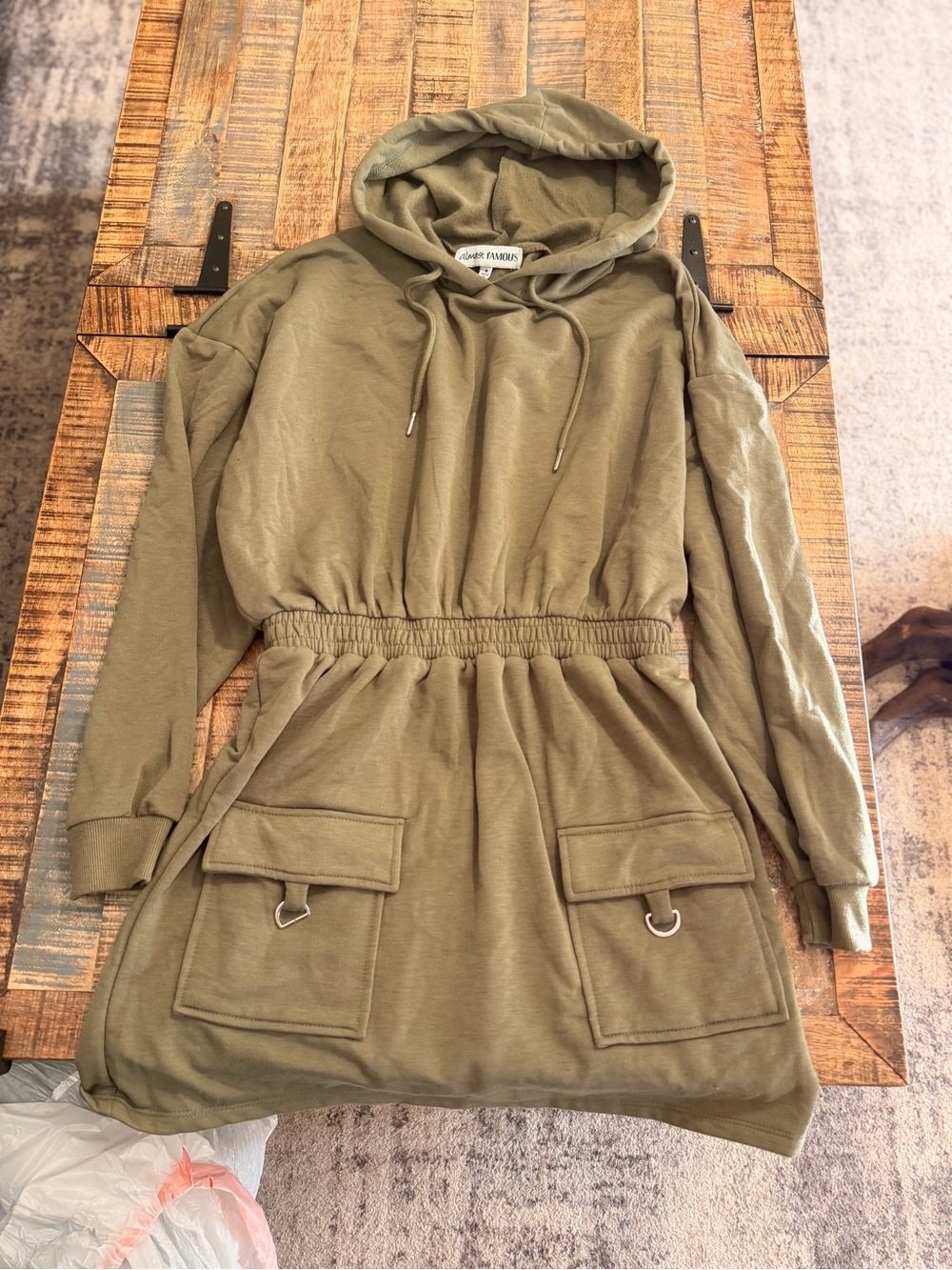 Olive Hooded Utility Jacket Dress